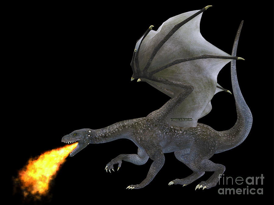 Fire Breathing Dragon Painting by Corey Ford