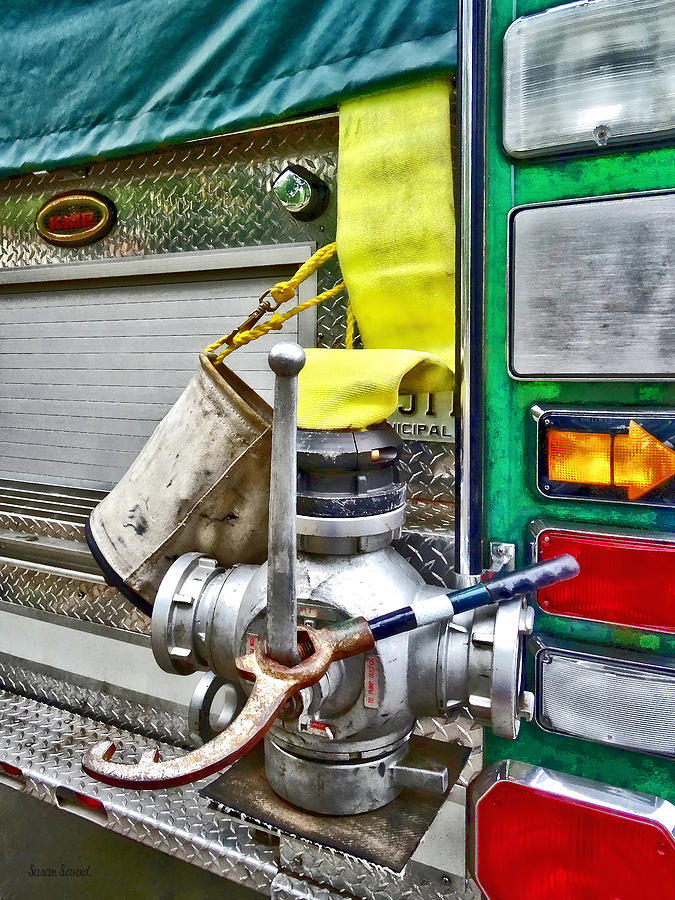 Fire Bucket and Yellow Fire Hose Photograph by Susan Savad