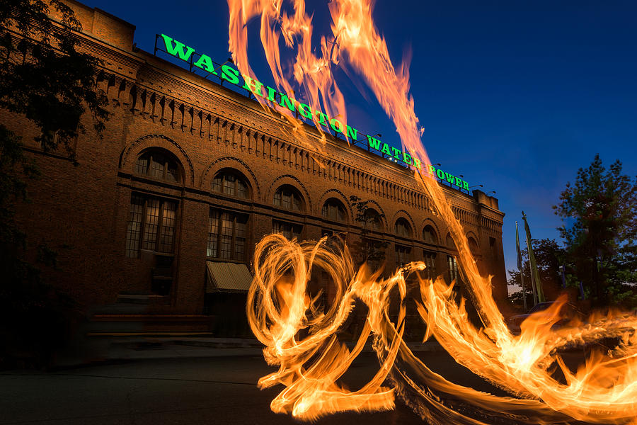 Spokane Photograph - Fire Dancers In Spokane W A by Steve Gadomski