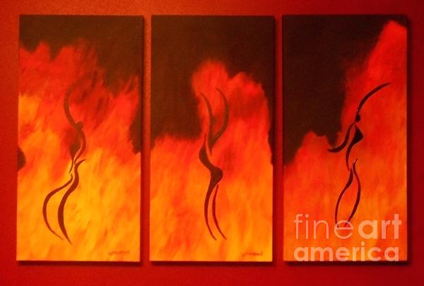 Fire Dancers Painting by Lori Jacobus-Crawford