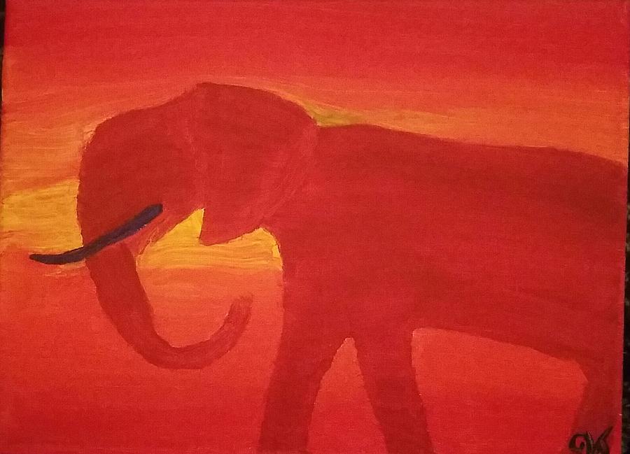 Elephant Painting - Fire Elephant  by Vale Anoai