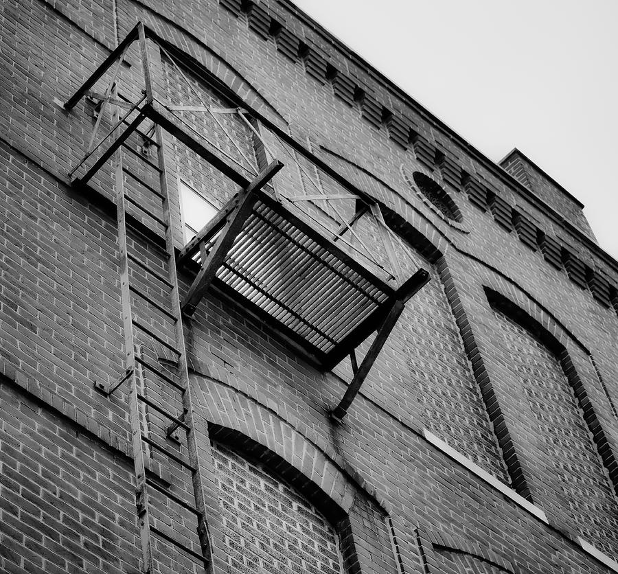 Fire Escape and Brick in b/w Photograph by Greg Jackson
