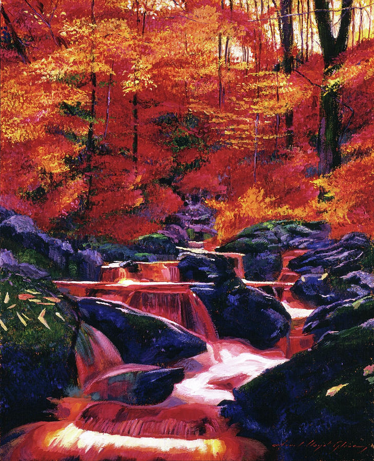 Fire Fall Painting by David Lloyd Glover