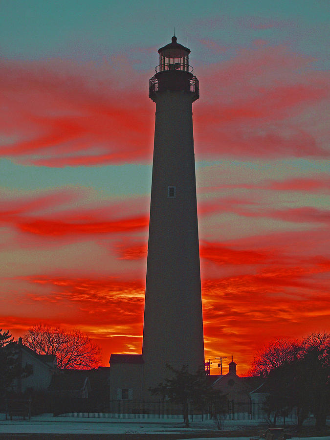 Sunset Photograph - Fire Frames the Lighthouse by Terrie Stickle