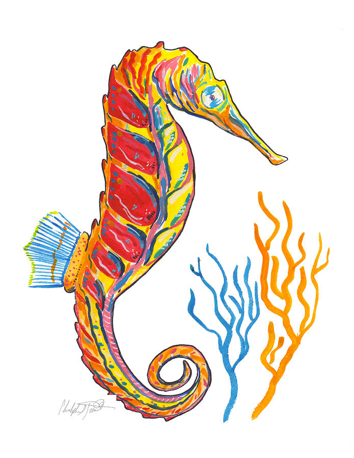 Fire Horse - Watercolor Seahorse Painting by Christopher Smart - Fine ...