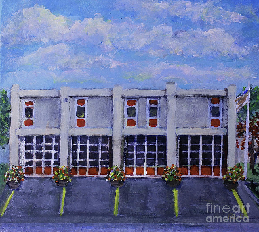 Fire House Under Clouds Painting by Rita Brown