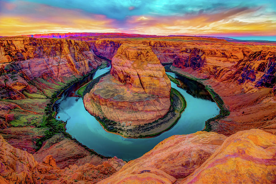 Nature Photograph - Fire in the Hole - Horseshoe Bend - Page Arizona by Gregory Ballos