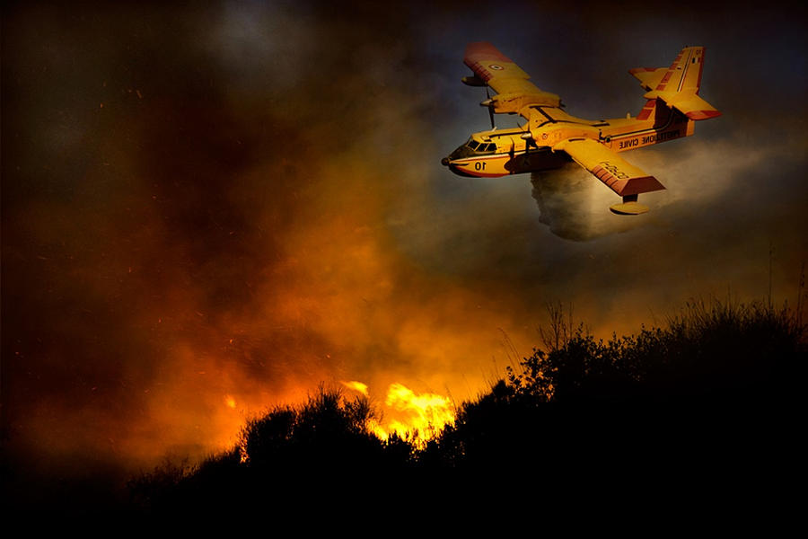 Airplane Photograph - Fire In The National Park Of Cilento #3 by Antonio Grambone