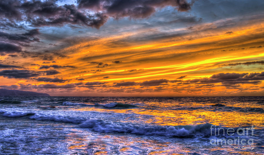 Fire In The Sky 2 North Shore Sunset Oahu Hawaii Art Photograph by Reid Callaway