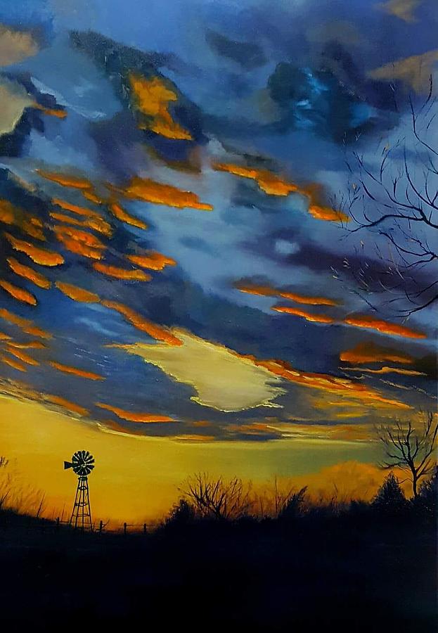 Fire in the Sky Painting by Connie Rish