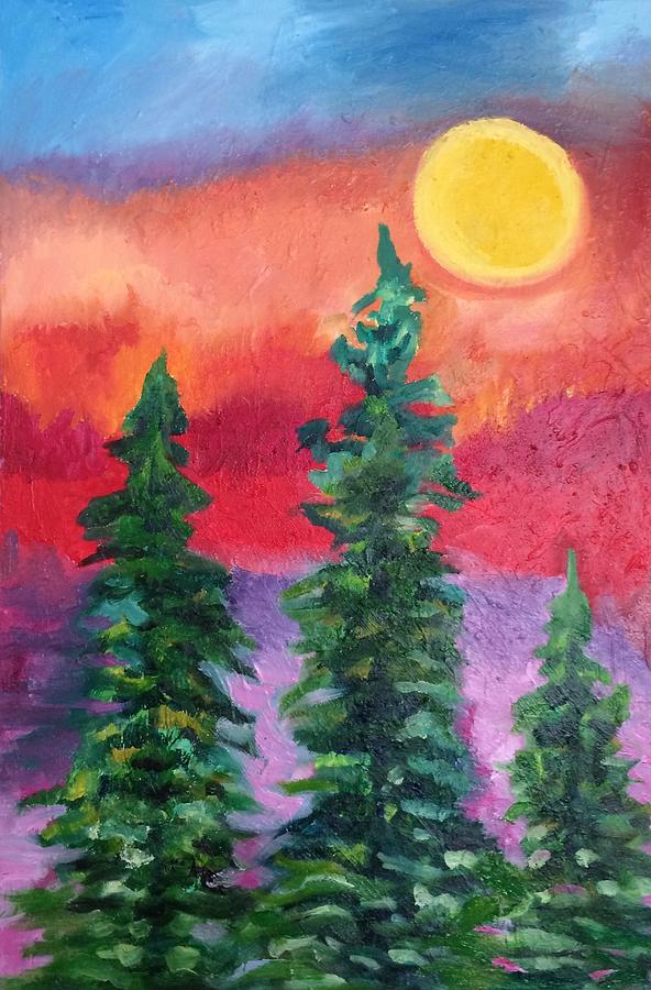 Fire in the Sky Painting by Judy Dimentberg
