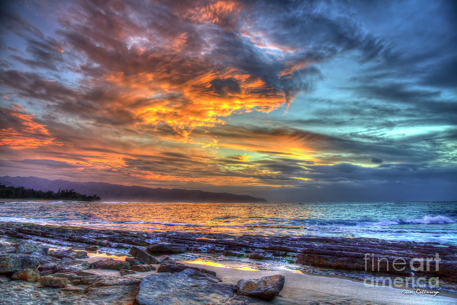 The Breaking Point Photograph - Fire In The Sky North Shore Sunset Oahu Hawaii Art by Reid Callaway
