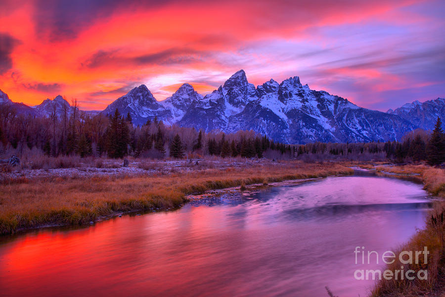 Fire In The Sky Over The Snake River Photograph by Adam Jewell