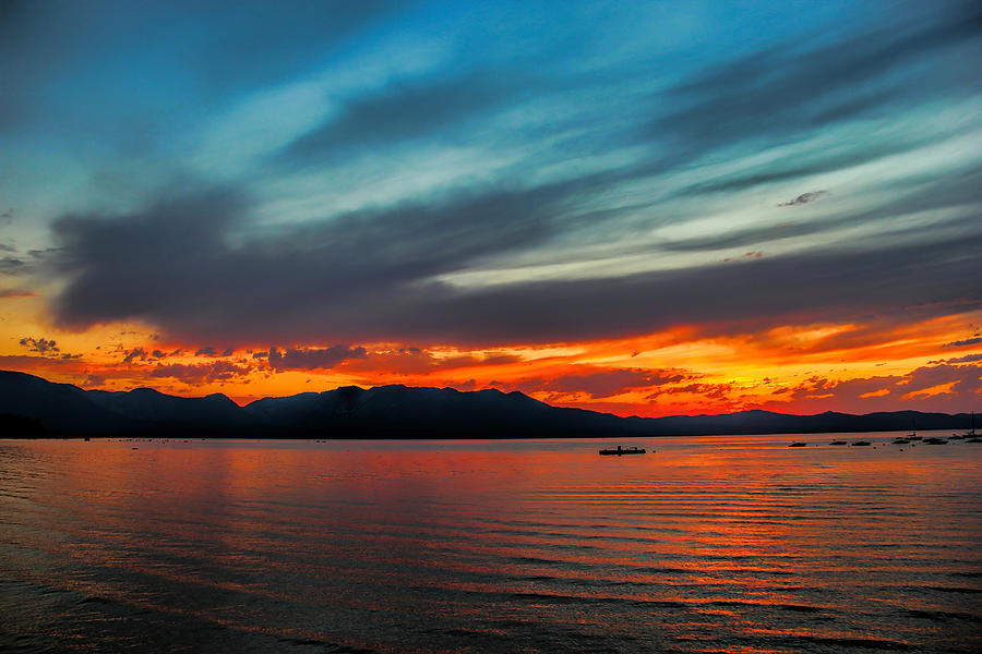 Fire in the Sky - Tahoe Sunset Photograph by Pat Cook