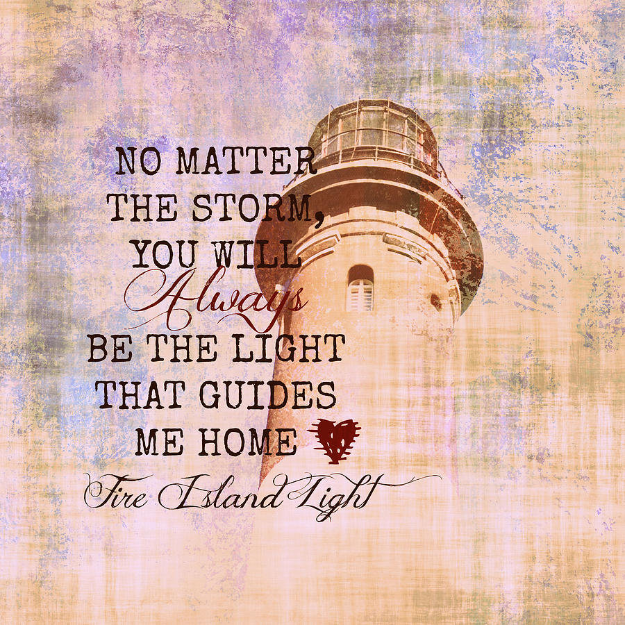 Inspirational Digital Art - Fire Island Light House Poem 3 by Brandi Fitzgerald
