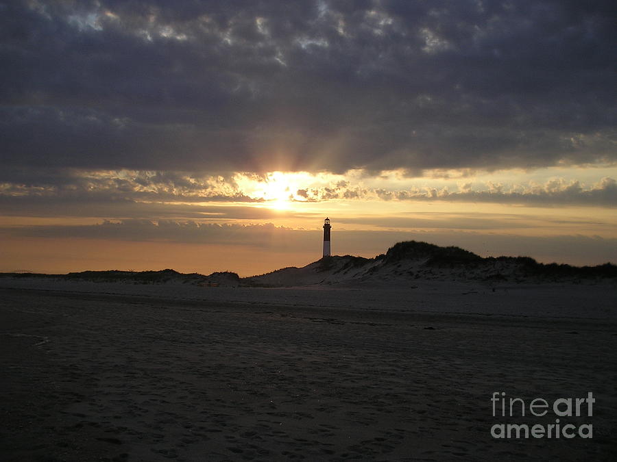 Sunset Photograph - Fire Island Lighthouse at Sunset by Jacqueline Gutierrez