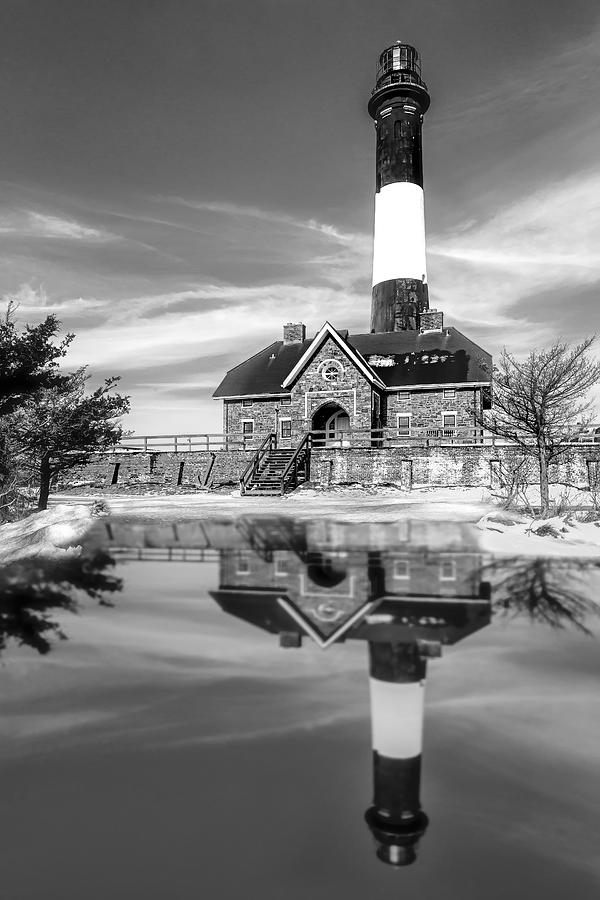 Fire Island Lighthouse BW Photograph by Susan Candelario