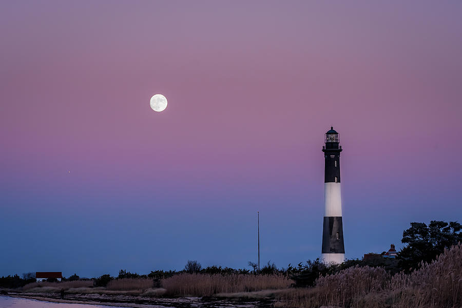 Fire Island Lighthouse Moon Rise Photograph by Alissa Beth Photography