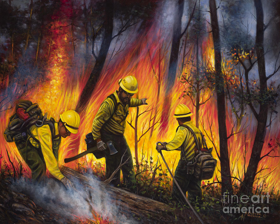 Fire Line 2 Painting by Ricardo Chavez-Mendez