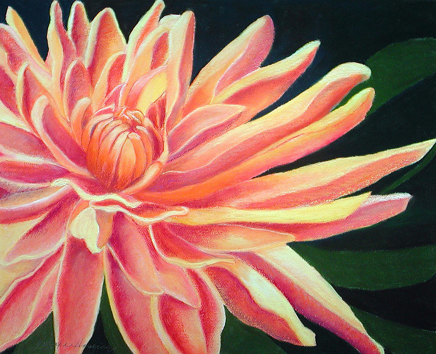 Orange Flower Painting - Fire Mum by Lucinda  Hansen