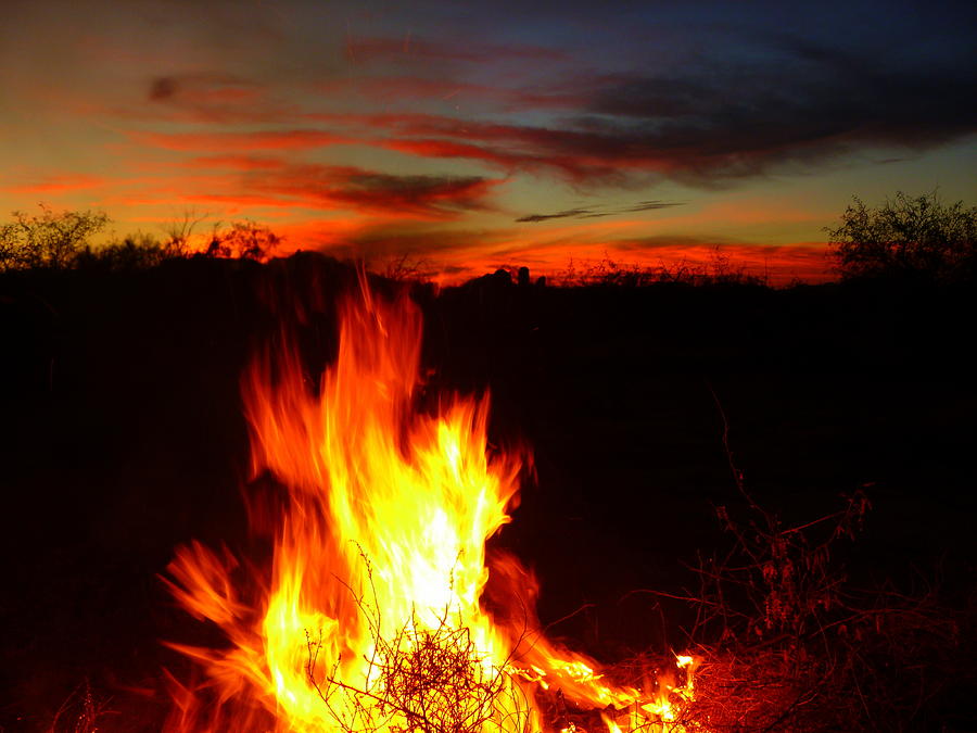 Sunset Photograph - Fire on the Ground and in the Sky by Teresa Stallings