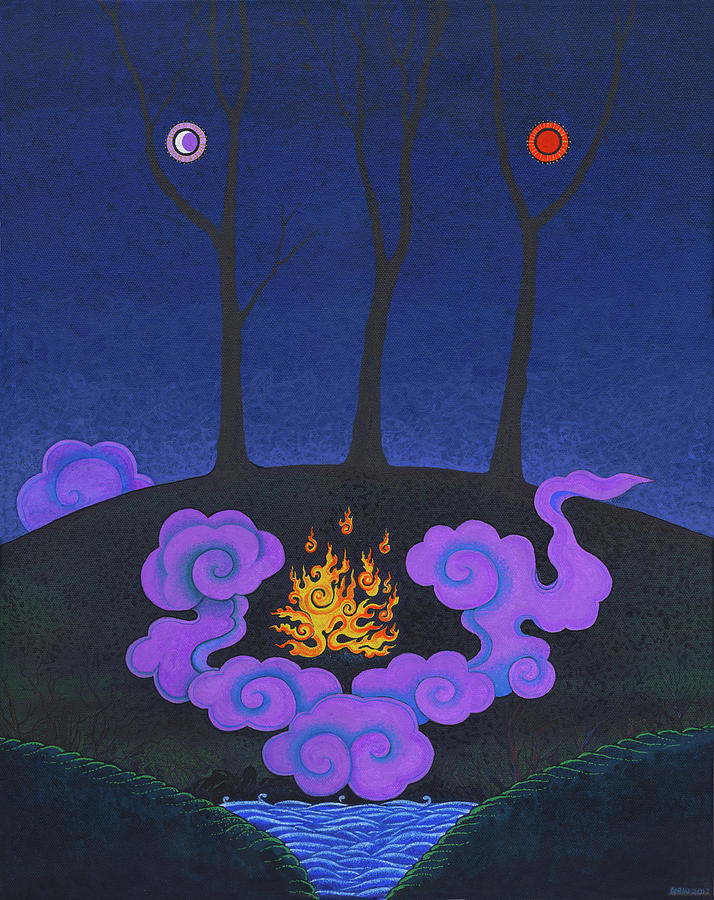 Shaman Painting - Fire on the Hill by Nicholas Breeze Wood