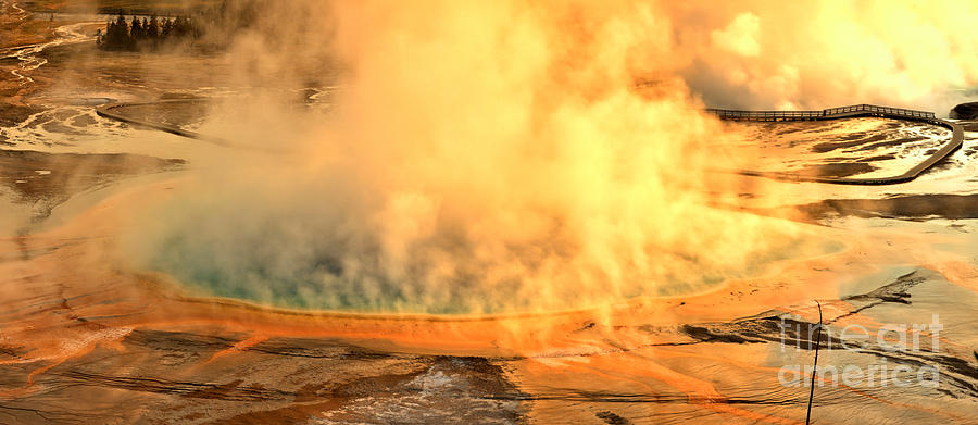 Fire Over Grand Prismatic Photograph by Adam Jewell