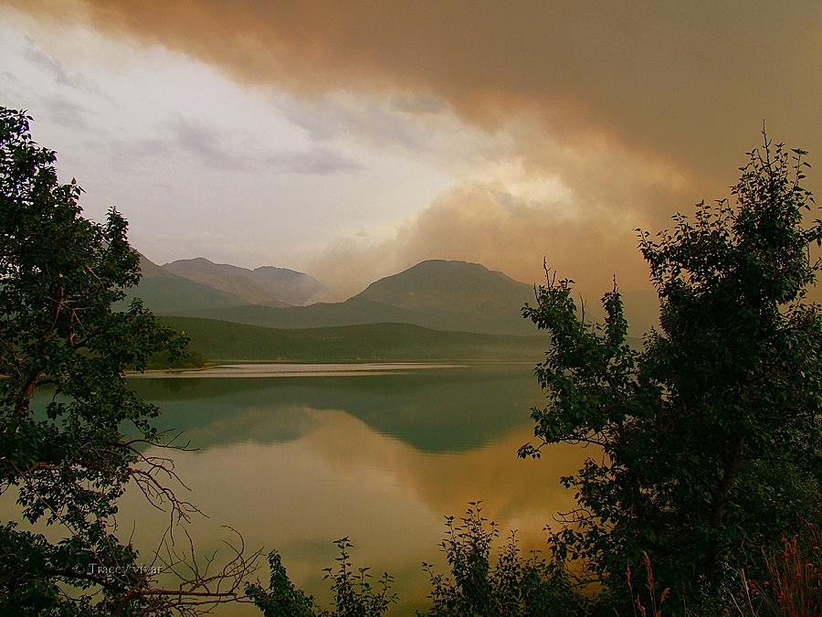 Fire Over St Mary Lake Photograph by Tracey Vivar