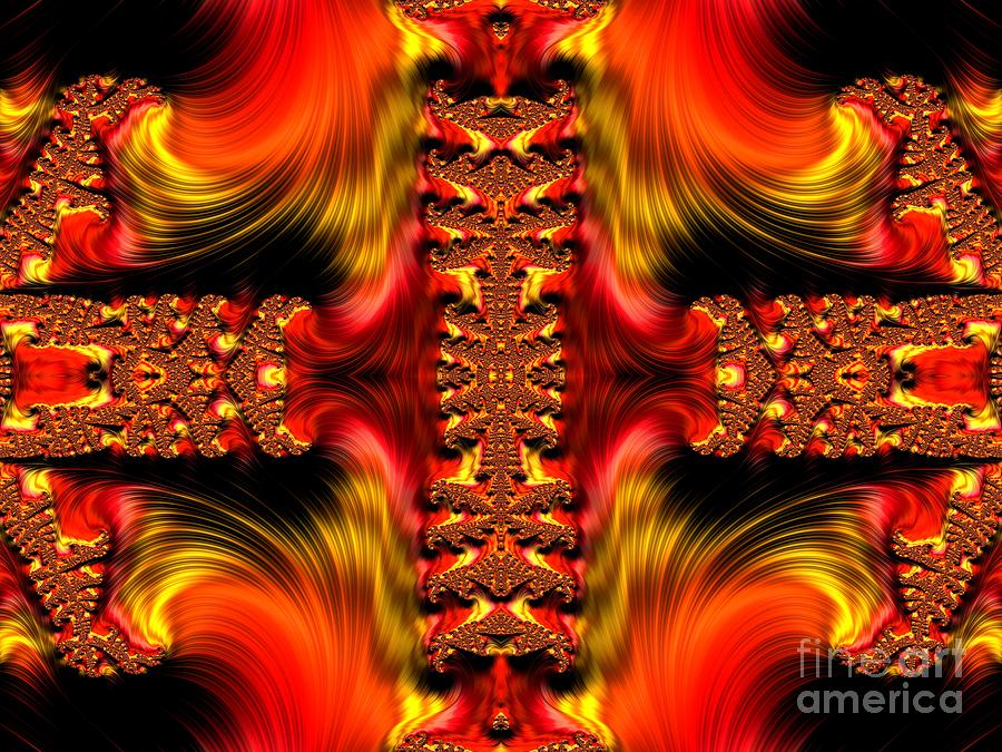 Fire Purifying Gold Fractal Abstract Digital Art by Rose Santuci-Sofranko