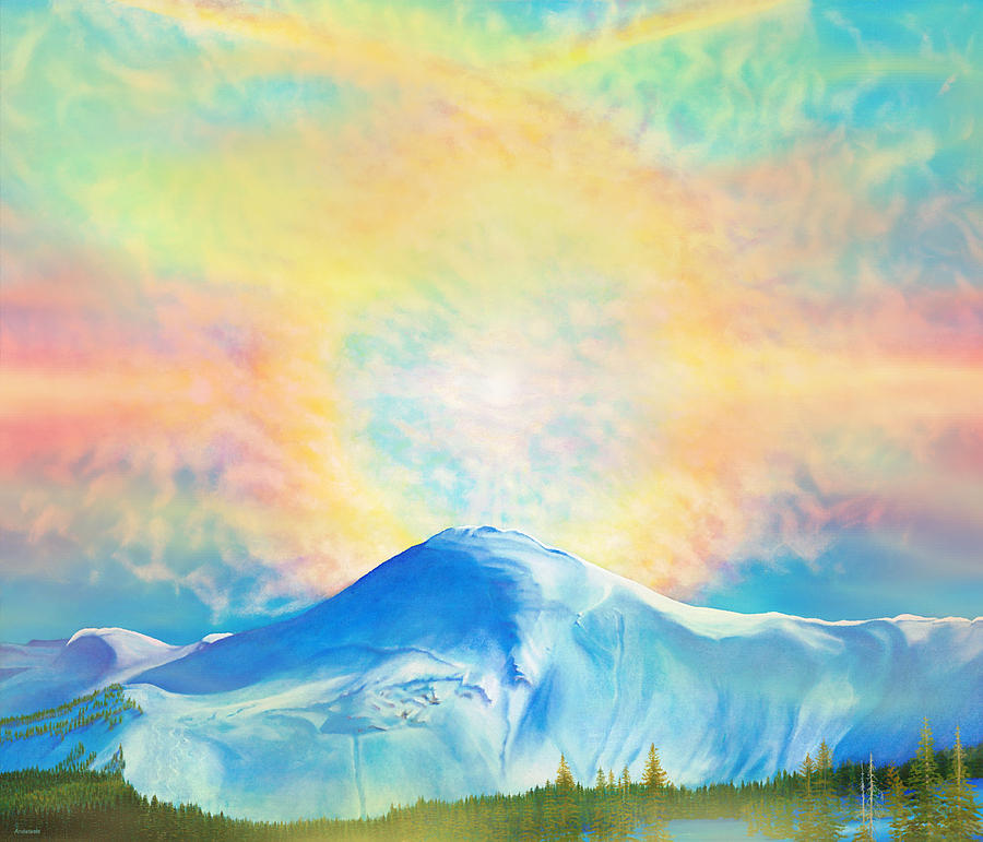 Fire Rainbow Over Alberta Peak Wolf Creek Colorado Painting by Anastasia Savage Ealy