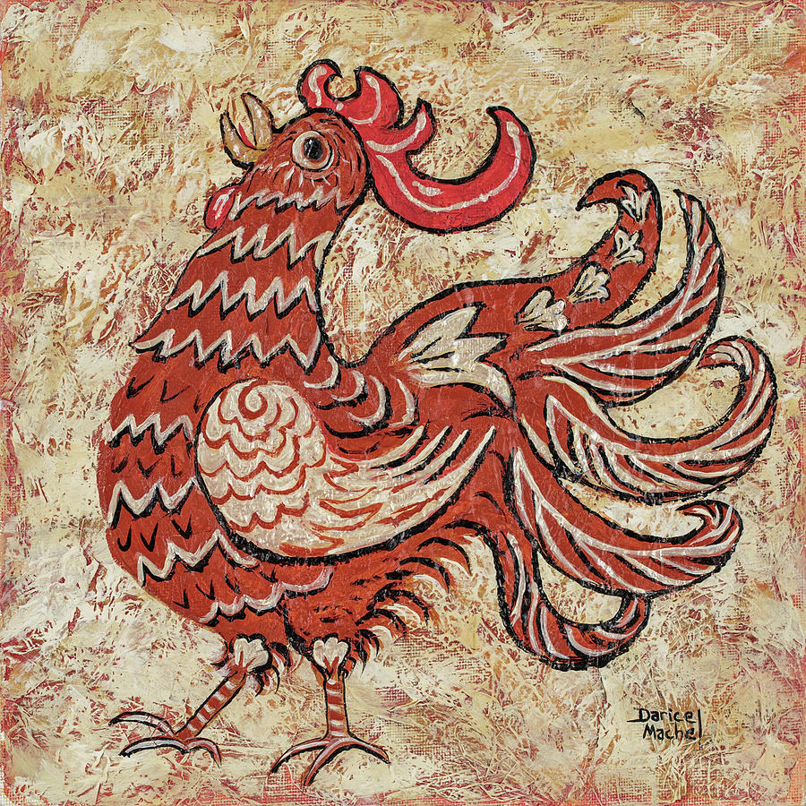 Fire Rooster Painting by Darice Machel McGuire