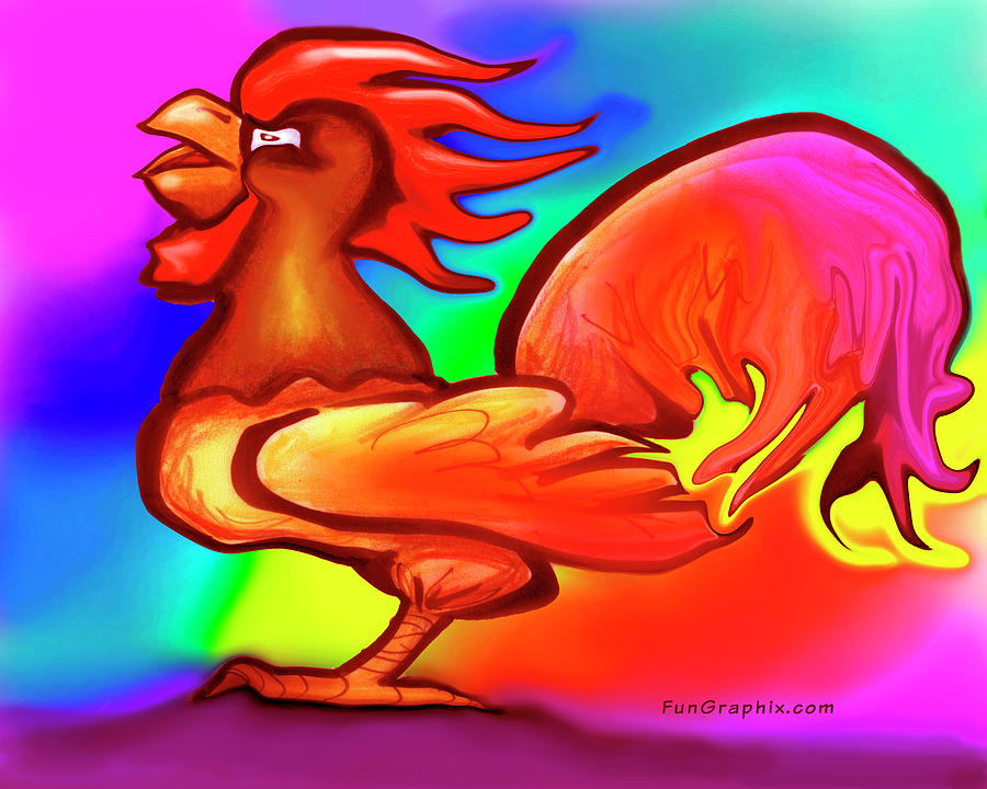 Fire Rooster Digital Art by Kevin Middleton