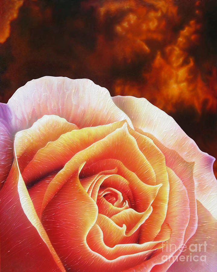 Fire Rose Painting by Jurek Zamoyski