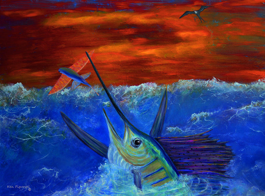 Fish Painting - Fire Sail by Ken Figurski