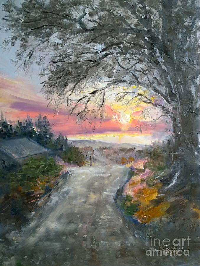 Tree Painting - Fire Sky and the Willows by Lori Pittenger