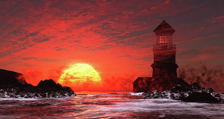 Fire Sky Sunset Digital Art by John Junek