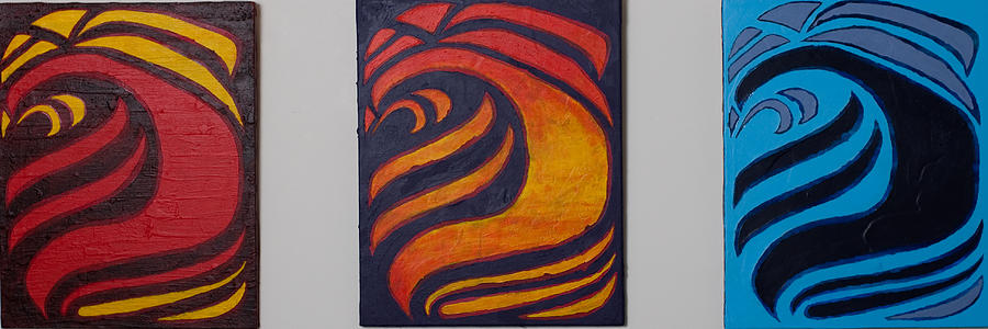 Abstract Mixed Media - Fire Sunset and Ice by Joseph Bradley