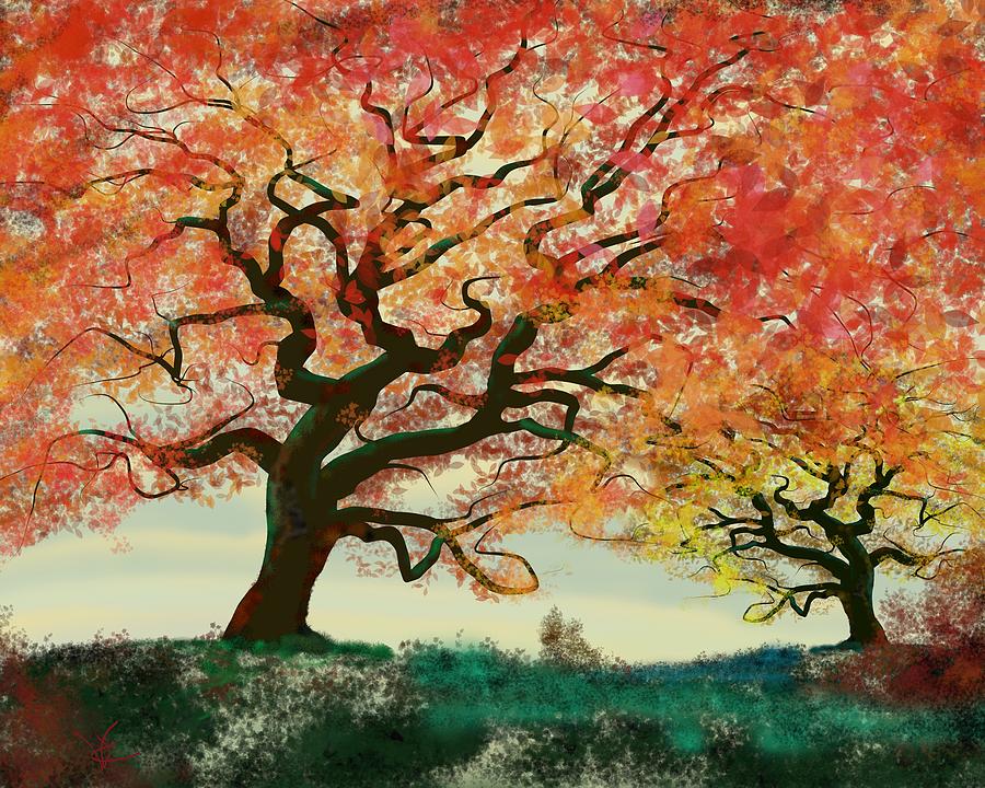 Fire Tree Painting by Victor Shelley