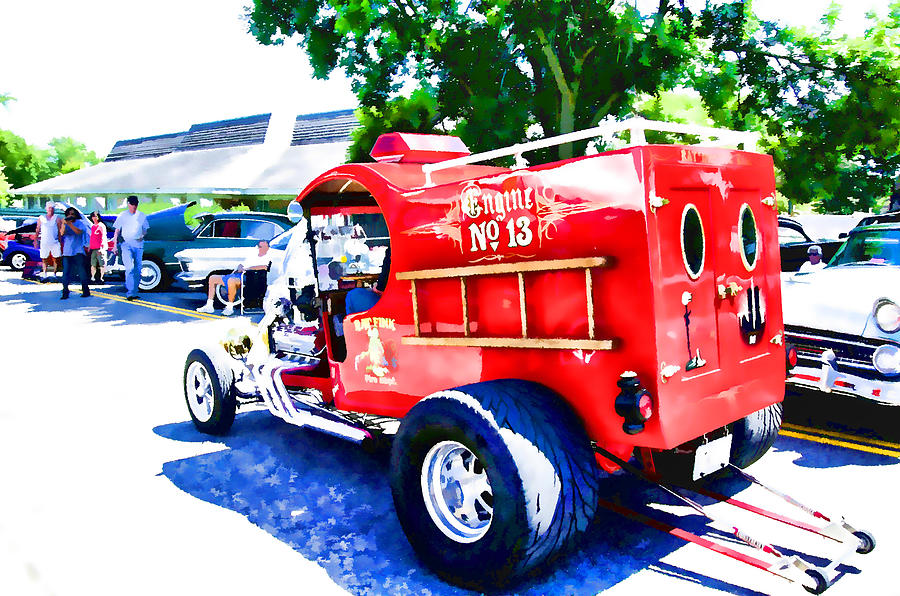 Transportation Painting - Fire Truck Engine No.13  2 by Jeelan Clark