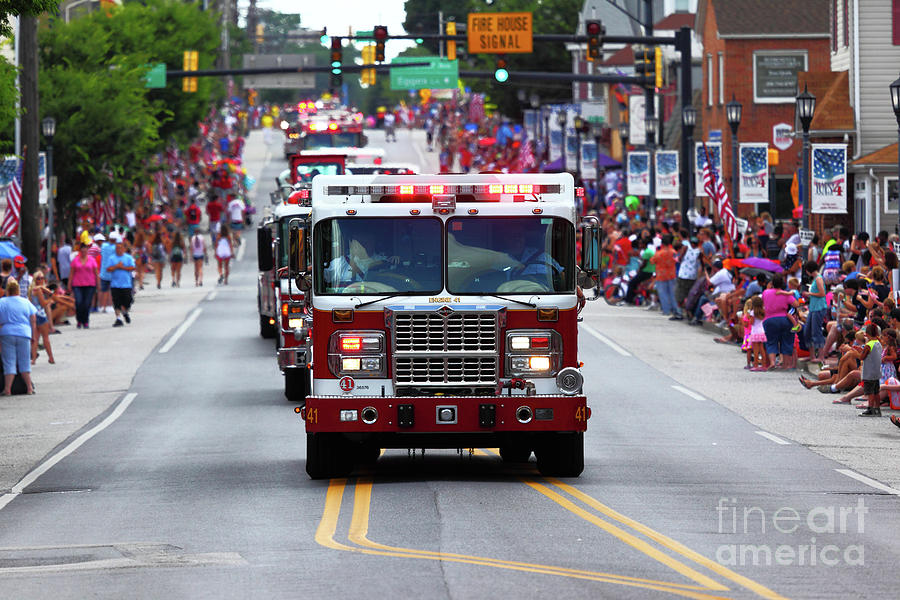 Fire Trucks at Independence Day 4th July Parade Photograph by James Brunker