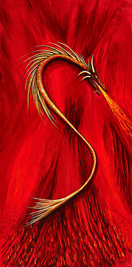 Fire Wyrmling Painting by David Junod