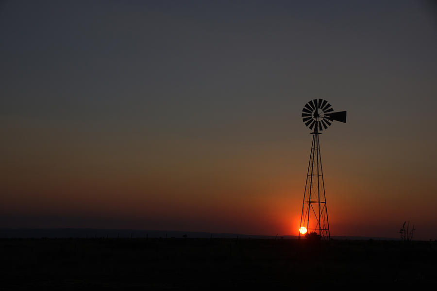Fireball Sunset Windmill Photograph by Julie Carter