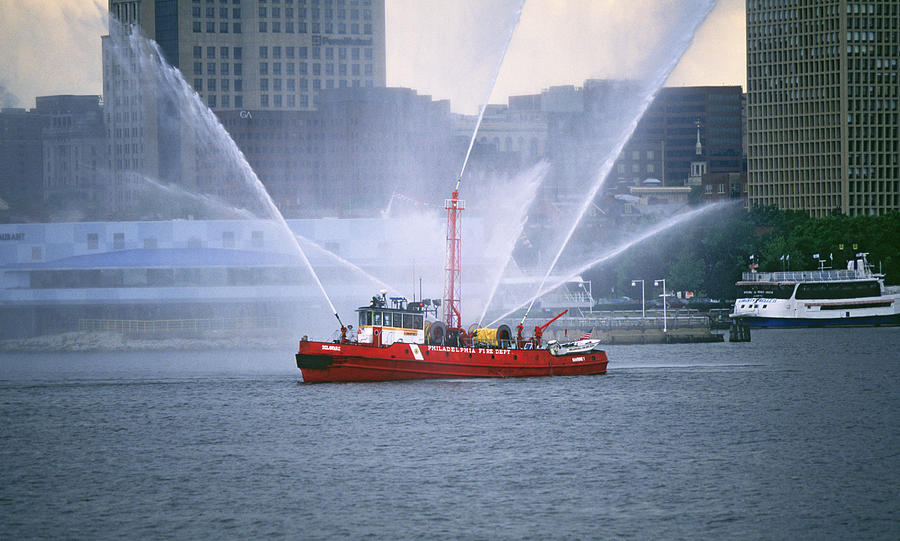 Fireboat in Philadelphia Photograph by Buddy Mays