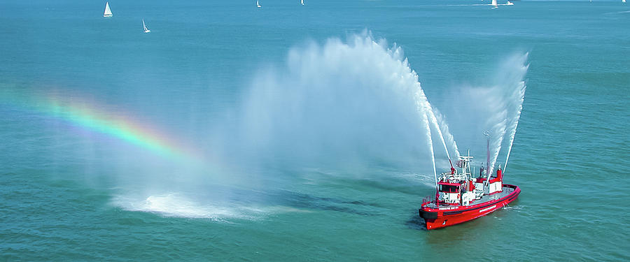 Fireboat Salute Mug Shot Photograph by John M Bailey
