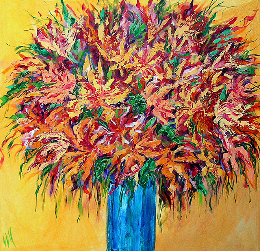 FIRECRACKERS Colorful Acrylic Painting Yellow Orange Blue Green ...