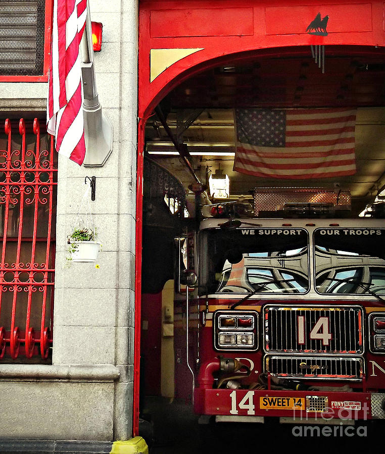 Firefighters of New York - Engine Sweet 14 - closeup Photograph by Miriam Danar