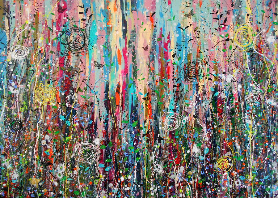 Fireflies and Wild things- Large Work Painting by Angie Wright