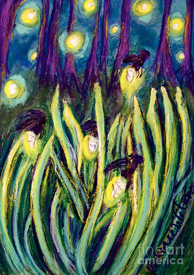 Summer Painting - Fireflies by D Renee Wilson