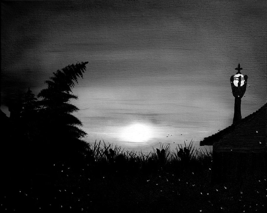 Firefly Frenzy In Black And White Painting by Claude Beaulac
