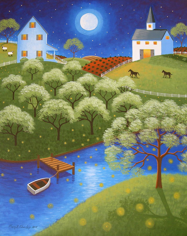 Horse Painting - Firefly Lake by Mary Charles